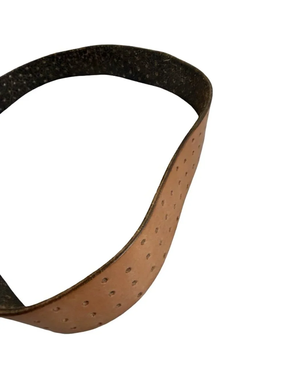 100% Leather Brown Belt Perforated Hole Detail Versatile Everyday Luxury
